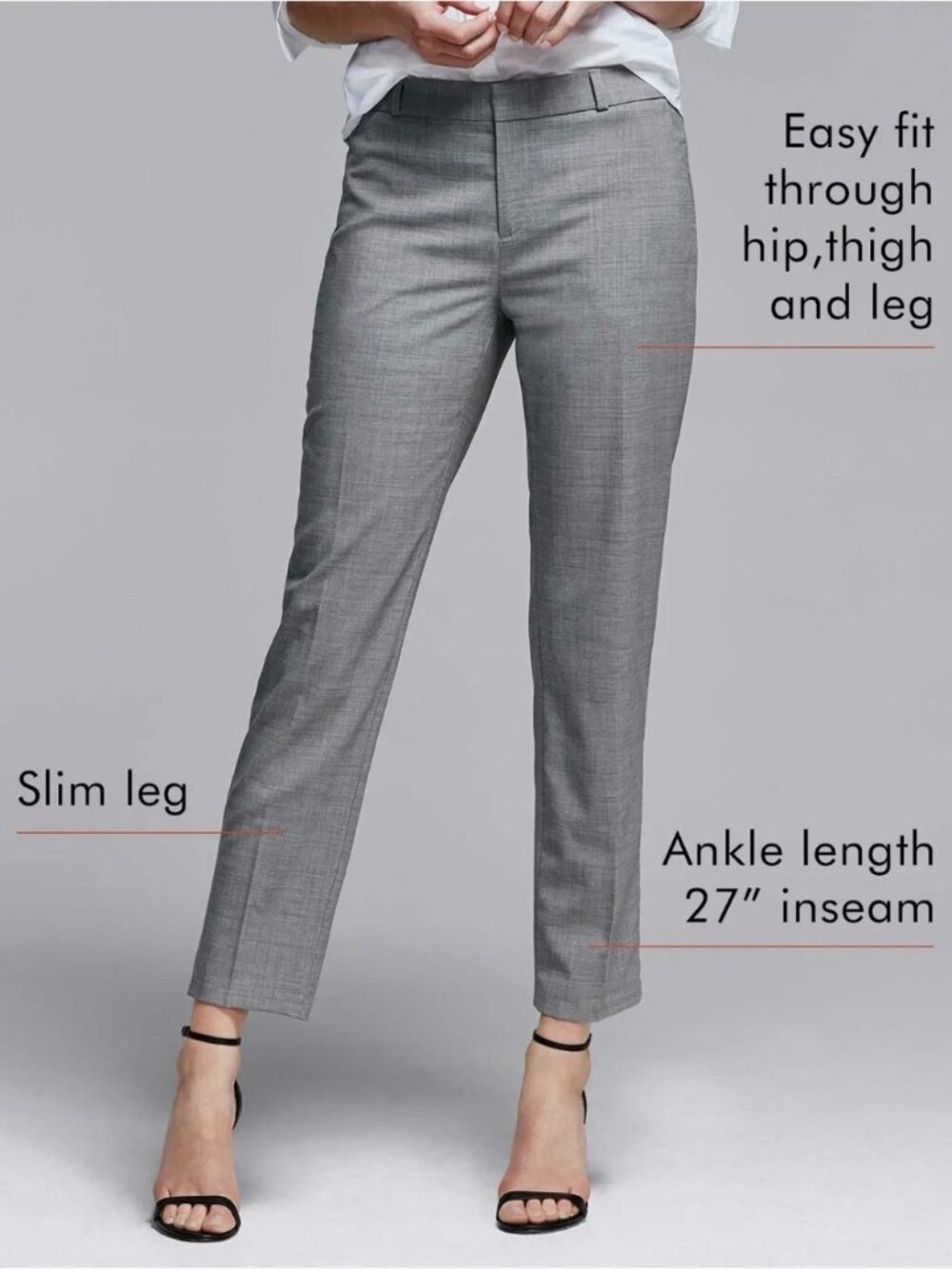 Banana Republic Avery Gray Slim Ankle Dress Pants Mid Rise Career Size 6